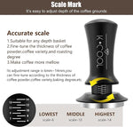 Load image into Gallery viewer, K COO Espresso Tamper, Premium Barista Tools Coffee Tamper with Calibrated Spring 30lb, 100% Stainless Steel Flat Base Tamper with Scale Mark Fits for Breville 54mm Portafilter Basket (53mm, Black)