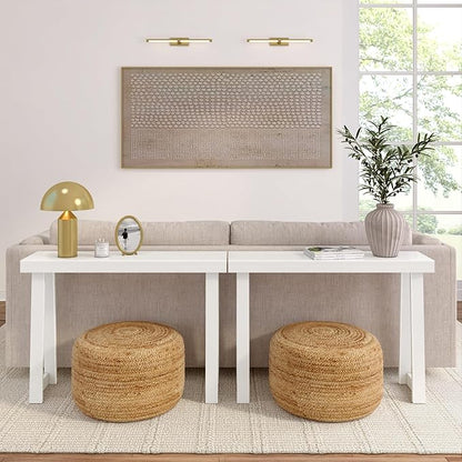 Plank+Beam Solid Wood Console Table, 46.25 Inch, Sofa Table, Narrow Entryway Table for Hallway, Behind The Couch, Living Room, Foyer, Easy Assembly, White