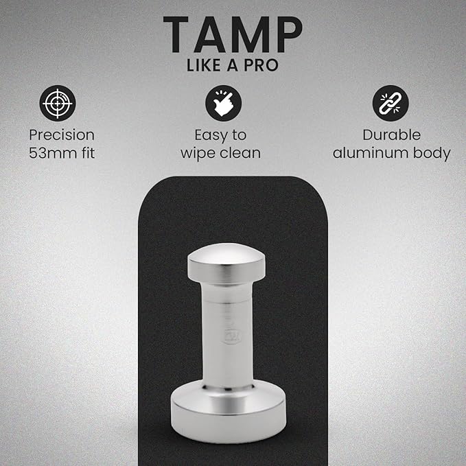 Rattleware Premium Aluminum Espresso Tamper (53 mm) - Ideal for Baristas & Coffee Lovers - Sleek Material & Design - Ultimate Tamping Precision & Consistency