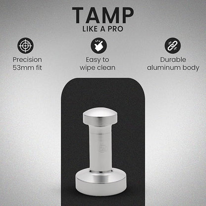 Rattleware Premium Aluminum Espresso Tamper (53 mm) - Ideal for Baristas & Coffee Lovers - Sleek Material & Design - Ultimate Tamping Precision & Consistency