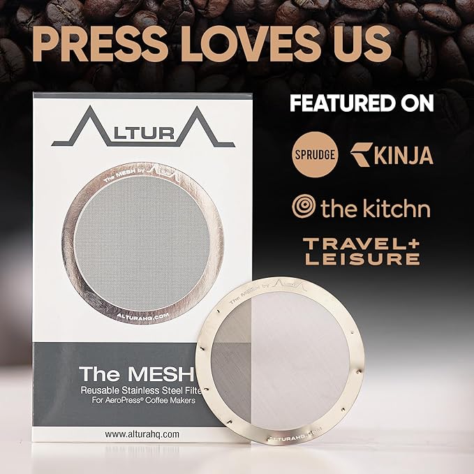 ALTURA The MESH Stainless Steel Filter for AeroPress Coffee Makers – Reusable Metal Filter Replacement for Rich Flavor, Travel, and Eco-Friendly Brewing