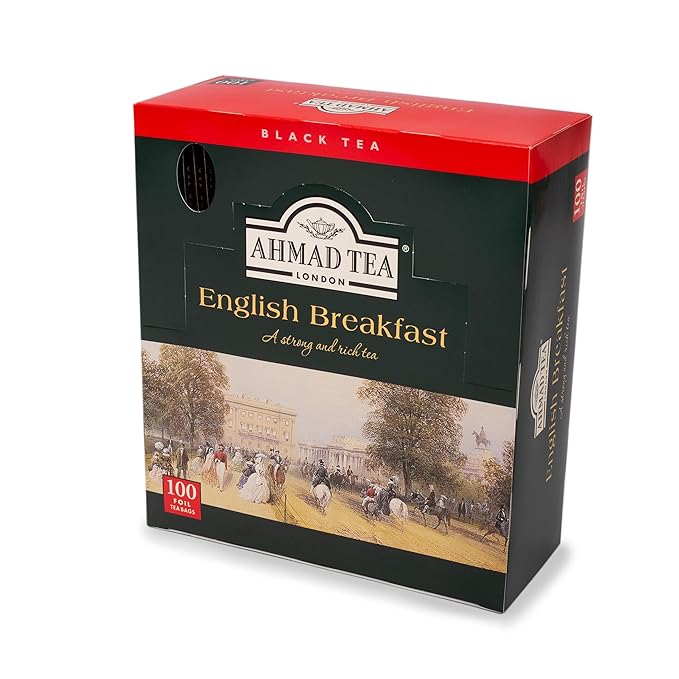 Ahmad Tea Black Tea, English Breakfast Teabags individually wrapped in foil, 100 ct - Caffeinated & Sugar-Free