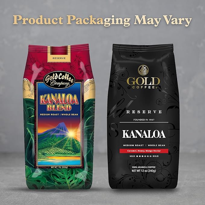 Gold Coffee | Kanaloa Premium House Blend, Medium Roast, Whole Bean | 100% Arabica Coffee | 1 lb. (Pack of 4)