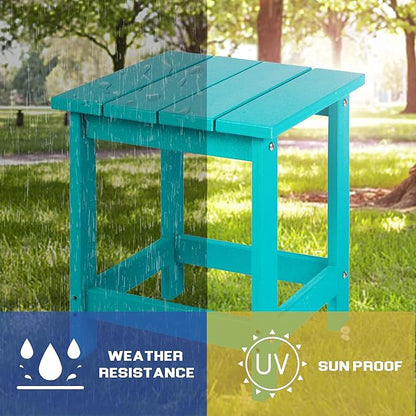 LZRS Adirondack Square Outdoor Side Table for Patio, Pool Composite Patio Table,HDPE End Tables for Backyard,Pool, Indoor Companion, Easy Maintenance & Weather Resistant(Turquoise)