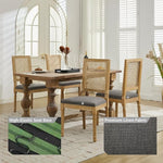 Load image into Gallery viewer, French Country Dining Chairs Set of 2, Grey Modern Kitchen &amp; Dining Room Chairs, Rattan Dining Chair with Linen Upholstered Cushion, High Cane Back, Wood Legs, Sillas de Comedor (Gray, 2 Pcs)