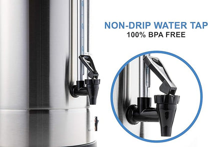 SYBO SR-CP-50B Commercial Grade Stainless Steel Percolate Coffee Maker Hot Water Urn for Catering, 50-Cup 8 L, Metallic