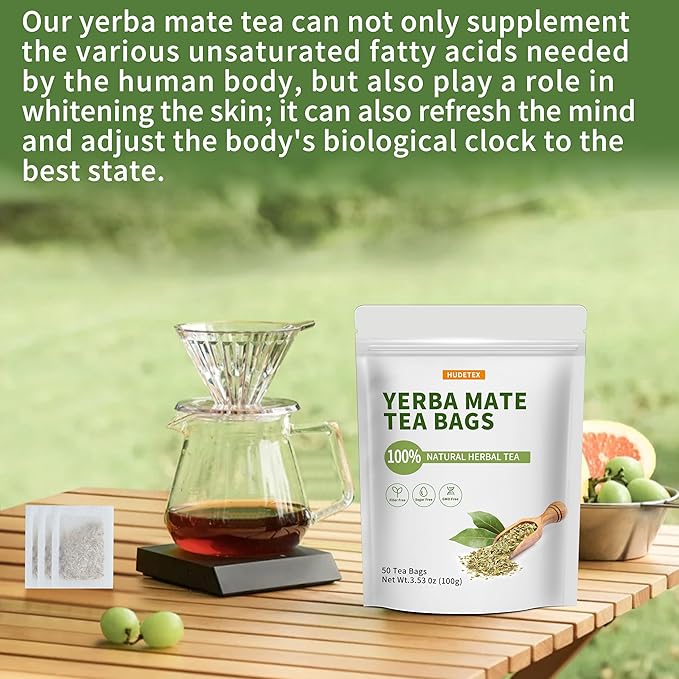 Unsmoked Yerba Mate Tea Bags with 50 Count - Yerba Mate Rich in Chlorophyll, Antioxidants and Vitamins