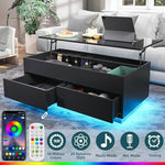 Load image into Gallery viewer, HOMMPA 40'' Lift Top Coffee Table, Black Coffee Tables with Storage for Living Room, LED Modern Coffee Table, Flip Top Center Table with 2 Drawers &amp; Hidden Compartment, Lift Up Wooden Coffee Table