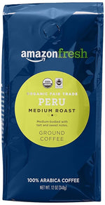 Load image into Gallery viewer, Amazon Fresh Organic Fair Trade Peru Ground Coffee, Medium Roast, 12 Ounce