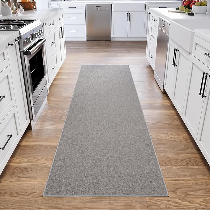 Ottomanson Hallway Runner Rug 2'7" x 9'10" Non Slip Solid Area Rugs Easy to Clean Laundry Rug Runner Durable & Pet Friendly Floor Carpet Runners for Hallways Entryway Living Room Kitchen, Gray