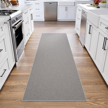 Ottomanson Hallway Runner Rug 2'7" x 9'10" Non Slip Solid Area Rugs Easy to Clean Laundry Rug Runner Durable & Pet Friendly Floor Carpet Runners for Hallways Entryway Living Room Kitchen, Gray