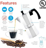 Load image into Gallery viewer, GROSCHE Milano Moka Pot | 3 Espresso Cup - 5 oz | Stovetop Espresso Percolator &amp; Coffee Maker – Portable, Ideal for Home and Camping