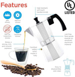 Load image into Gallery viewer, GROSCHE Milano Stovetop Espresso Maker Moka Pot 6 espresso Cup - 9.3 oz, Silver - Cuban Coffee Maker Stove top coffee maker Moka Italian espresso greca coffee maker brewer percolator