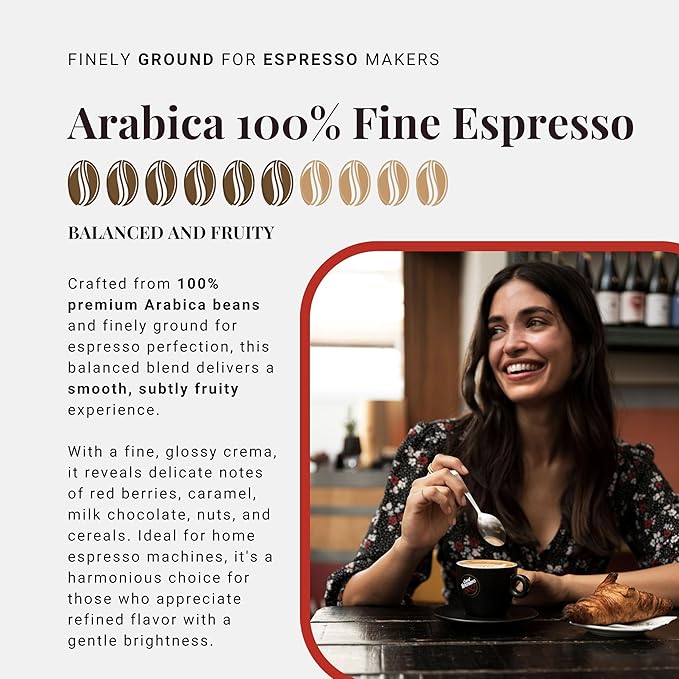 Caffè Vergnano Italian Finely Ground 100% Arabica Espresso Coffee, 4 Pack – Intensity 6, Delicate & Subtly Fruity Blend, Slow Roasted with Notes of Milk Chocolate, Caramel & Nuts, 8.82 oz Tin