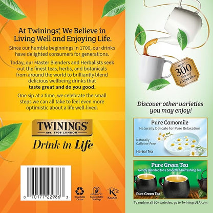 Twinings Pure Peppermint Herbal Tea Individually Wrapped Bags, 100 Count (Pack of 1), Fresh Minty Flavour, Naturally Caffeine-Free, Enjoy Hot or Iced, 100 Teabags