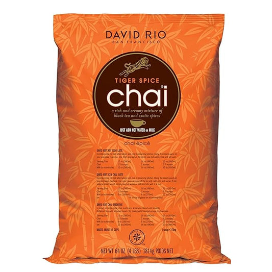 Tiger Spice Chai Tea Latte Mix, 64 Oz, Black Tea, Organic Spices, Dairy Free, Serve Hot or Cold, Just Add Water or Milk, 64 Servings, Perfect for Food Service