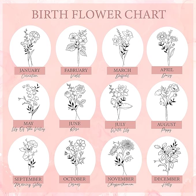 Birthday Gifts for Women, Personalized Tumblers with Birth Flower and Name, 10 Colors - 20 Oz, Skinny Tumblers for Women