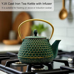 Load image into Gallery viewer, Cast Iron Tea Kettle, Japanese Tetsubin Teapot Coated with Enameled Interior, Durable Cast Iron Teapot with Stainless Steel Infuser for Stovetop Safe(1000ml/34oz)