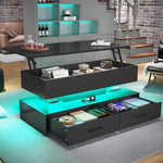 Load image into Gallery viewer, SEDETA 40" Lift Top Coffee Table, Coffee Tables with Storage for Living Room, Small Coffee Table with 2 Drawers &amp; LED Light for Dining Reception Room, Black