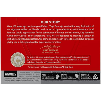 Community Coffee Signature Blend, Dark Roast Single-Serve Keurig K-Cup Pods, 12 Count (Pack of 1)