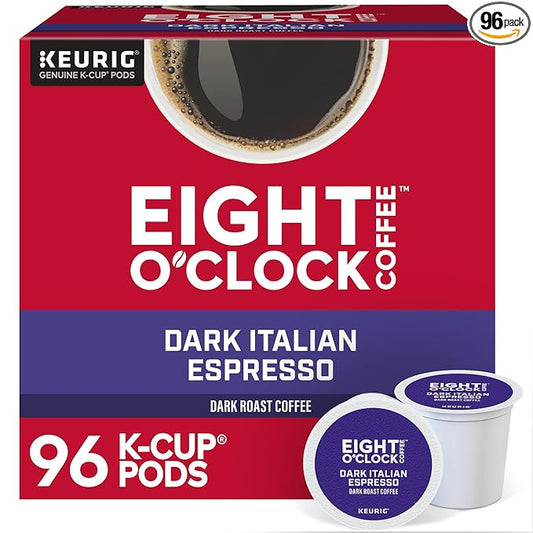 Eight O Clock, Dark Italian Roast, Single-Serve Keurig K-Cup Pods, Dark Roast Coffee, 96 Count (4 Boxes of 24 Pods)