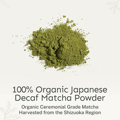 Yu Tea Organic Decaf Matcha Powder Ceremonial Grade, Instant Packets | Rich in Antioxidants & L-Theanine, Low Caffeine | Unsweetened Grade A Japanese Green Tea Powder | Single Serve Sticks, 30 Ct