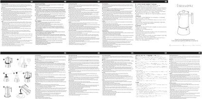 Easyworkz Diego Stovetop Espresso Maker Stainless Steel Italian Coffee Machine Maker 6Cup 10 oz Moka Pot Induction Espresso Pot