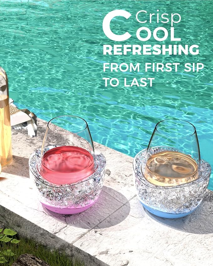 Wine Chiller for Glass Stemless Wine Glass Chiller Keeps Your Glasses of Vino Cold 10 Color Light Modes Separable Wine Essentials Accessories (ORANGE)