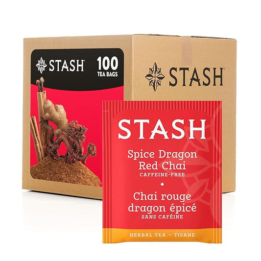Stash Tea Spice Dragon Red Chai Herbal Tea, Box of 100 Tea Bags (Packaging May Vary)