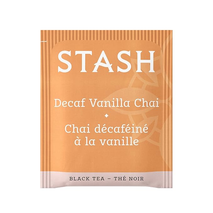 Stash Tea Decaf Vanilla Chai Black Tea, Box of 100 Tea Bags