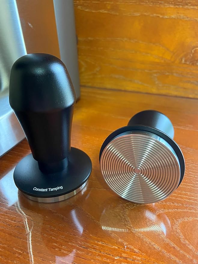 58mm Espresso Tamper 30lbs Calibrated Coffee Tamper Stainless Steel Base Compatible with Rancilio, Gagia Breville E61 GroupHead Bottomless Portafilter Tamper-Ripple Base, Black