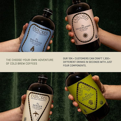 Explorer Cold Brew Organic Coffee Concentrate, Maverick Extra Caffeine, Drink Iced or Hot, 32 fl oz, Makes 20+ Cups