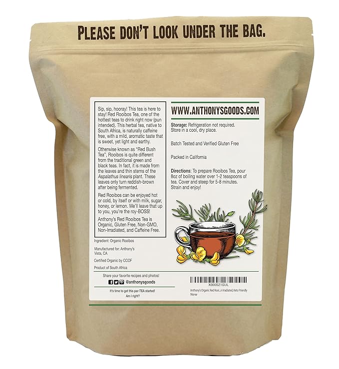 Anthony's Organic Red Rooibos Loose Leaf Tea, 1 lb, Gluten Free, Non GMO, Non Irradiated, Keto Friendly (Pack of 2)
