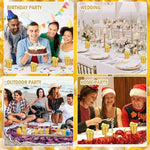 Load image into Gallery viewer, 100 Pack 2 oz Plastic Shot Glasses Disposable Shot Cups, Mini 2oz Party Cups for Graduation, Christmas, Birthday, Wedding, Bachelorette Party (Gold)