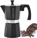 Load image into Gallery viewer, GROSCHE Milano Stovetop Espresso Maker Moka Pot 9 espresso Cup, 15.2 oz, Black. Cuban Coffee Maker Stove top coffee maker Moka Italian espresso greca coffee maker brewer percolator