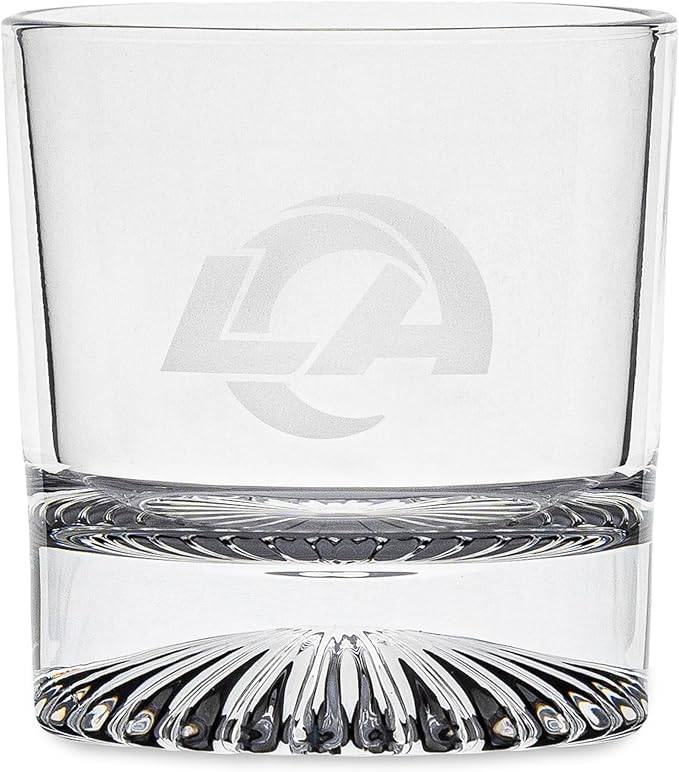 The Memory Company Officially Licensed NFL Wood Boxed Drinkware Set, with 2 Rocks Glasses and Cooling Cubes, Los Angeles Rams