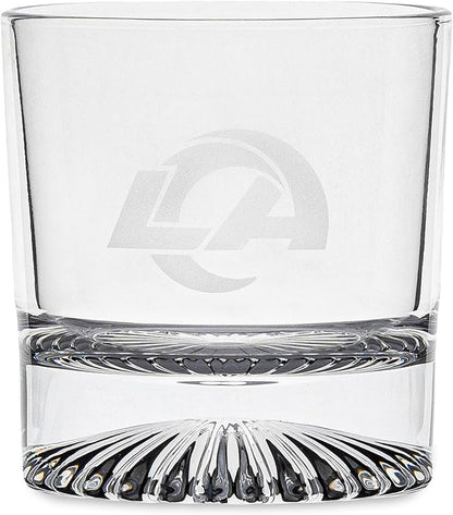 The Memory Company Officially Licensed NFL Wood Boxed Drinkware Set, with 2 Rocks Glasses and Cooling Cubes, Los Angeles Rams