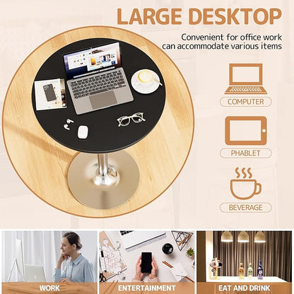 Shahoo Round Bar Table, Cocktail Tables with Metal Base & MDF Top, for Bistro Pub, Cafe, Silver and Black