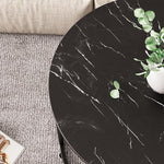 Load image into Gallery viewer, aboxoo Round Nesting Coffee Table Side Set of 2 End Tables for Living Room Bedroom Balcony,Black Faux Marble Wooden Table 23.6IN Accent Large Coffee Table with Steel Frame