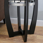 Load image into Gallery viewer, Round Glass End Table, 26" D Solid Wood Side Table with Tempered Glass Tabletop, Modern Glass Sofa Side Table with Black Cross Base for Living Room Home Office,CJZ1331