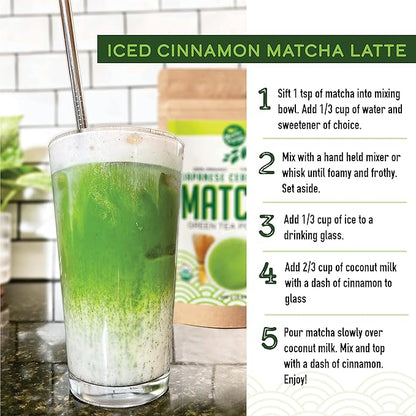Premium Japanese Ceremonial Matcha Green Tea Powder - 1st Harvest HIGHEST Grade - USDA & JAS Organic - From Japan - Perfect for Starbucks Latte, Shake, Smoothies & Baking (3.53oz / 100g)