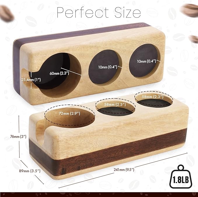 72mm Tamper Holders - Wooden Portafilter Holder & Espresso Station