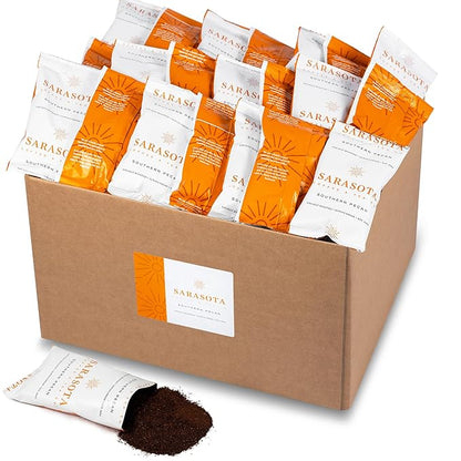 Sarasota Coffee Packs Bulk Ground Packets | Southern Pecan Flavored | Gourmet Assorted Gift Set Sampler | Low Acid Mold Free Individual Pouches for 12 Cup Coffee Maker | 1.75 Oz Bags, 100 Count