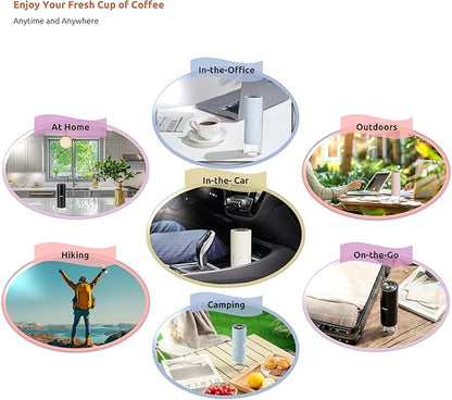 Portable Electric Coffee Grinder, Rechargeable Handheld Grinder with Stainless Steel Conical Burr, Adjustable Grind Settings, for Espresso, Moka, Pour Over, French Press, Cold Brew, Azure