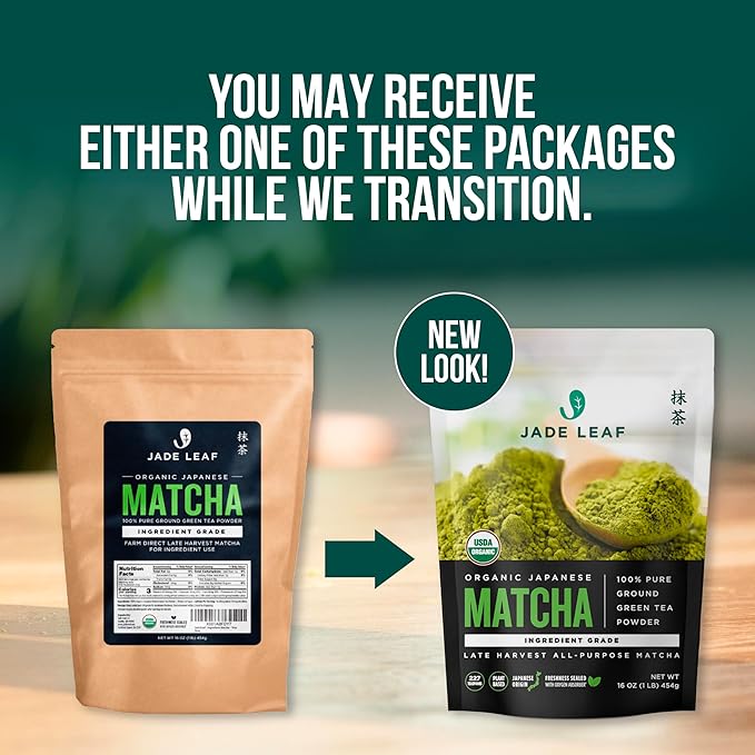 Jade Leaf Matcha Organic Japanese Matcha Green Tea Powder - Ingredient Grade (1 Pound Bulk Pouch)