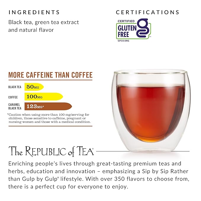 The Republic of Tea — HiCAF Caramel Black Tea, 50 Tea Bags, High in Caffeine