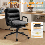Load image into Gallery viewer, Furniliving Leather Home Desk Chair, Comfortable Executive Office Chair with Wheels, Ergonomic Computer Task Chair Adjustable Height, Black