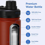 Load image into Gallery viewer, DOMICARE 16 oz Kids Water Bottle for School Stainless Steel Double Wall Vacuum Insulated Water Bottle with Straw lids &amp; Spout Lid, Leakproof BPA Free (Red,4)