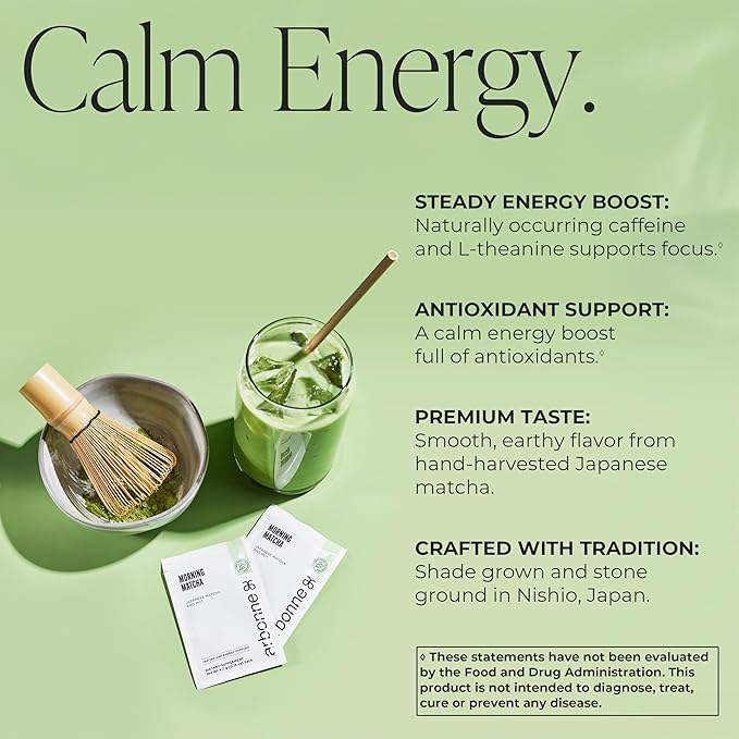 Arbonne Morning Matcha Green Tea Powder – Organic Japanese Matcha Powder with MCT Oil for Sustained Energy, Focus & Antioxidant Support – Vegan, Gluten-Free, Non-GMO – 30 Servings