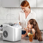 Load image into Gallery viewer, Countertop Portable Ice Maker Machine with Handle, 9 Bullet-Shaped Ice Cubes Ready in 6 Mins, 26Lbs/24H, Self-Cleaning Function with Ice Scoop and Basket for Home/Kitchen/Party (White)